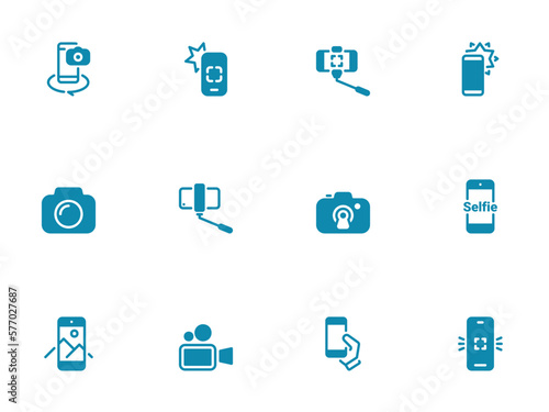 Simple vector icon on a theme selfies, photography and video shooting
