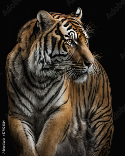 Photographie Generated photorealistic portrait of a wild tiger in profile