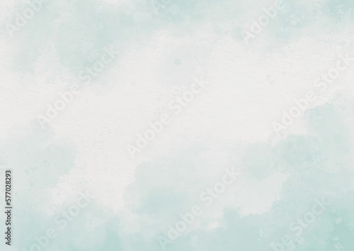 Delicate Hand Painted Aquarelle Background With Stains And Splatters. Light Blue Paint On A Textured Aquarelle Paper. Abstract Vector Graphic. Great For Invitation Layout And Other Designs.