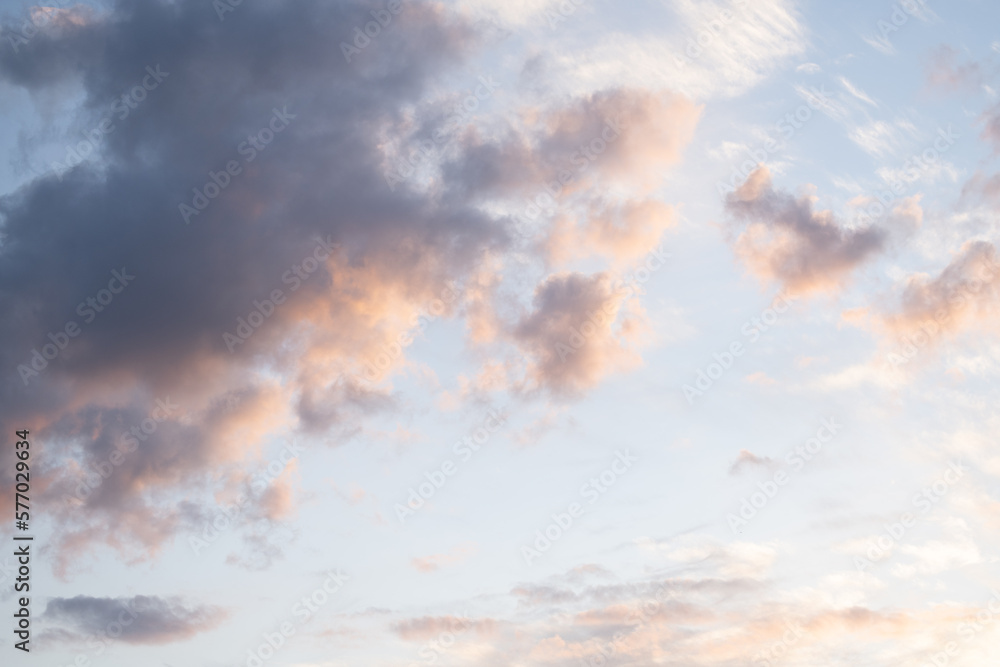 Light pastel clouds at sunset in summe Light pastel clouds at sunset in summe