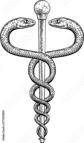 Quadro su tela Caduceus Vintage Doctor Medical Snakes Symbol