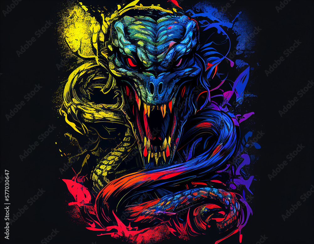 Cobra with primary colors