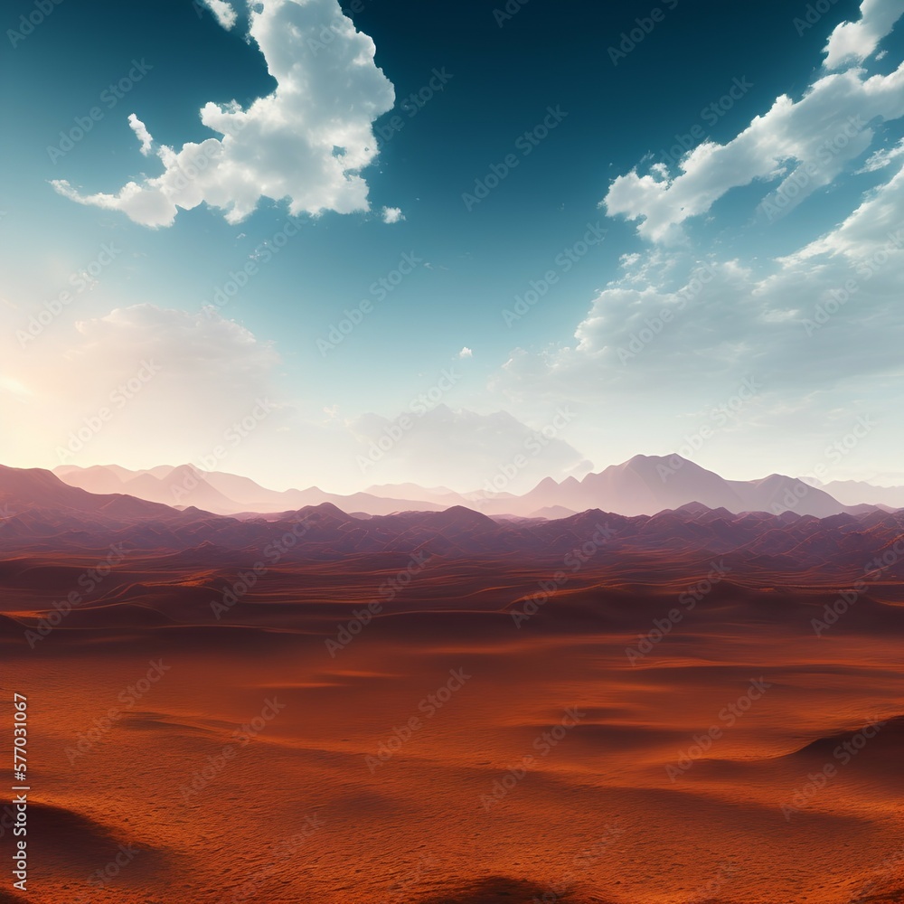 Blending of Blue Sky and Desert Landscape - generative ai