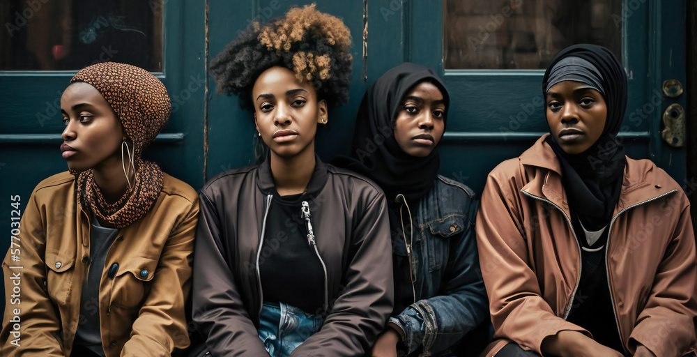 A group of black girls. Fictional characters. Created with Generative AI technology. A group of black girls. Fictional characters. Created with Generative AI technology.