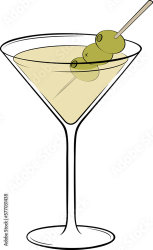 Dry Martini Cocktail vector illustration