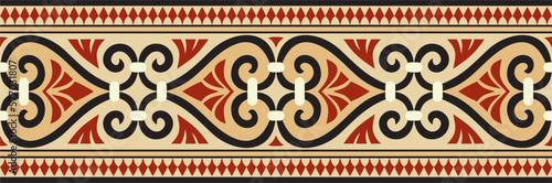 Vector colored seamless ornament of ancient Greece. Classic Endless pattern frame border Roman Empire..