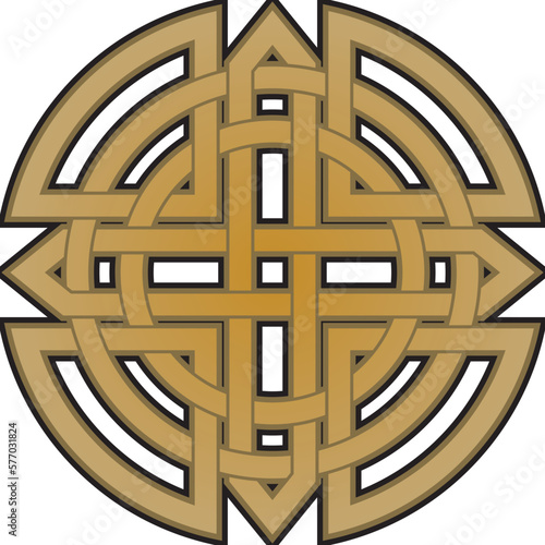 Vector gold celtic knot. Ornament of ancient European peoples. The sign and symbol of the Irish, Scots, Britons, Franks..