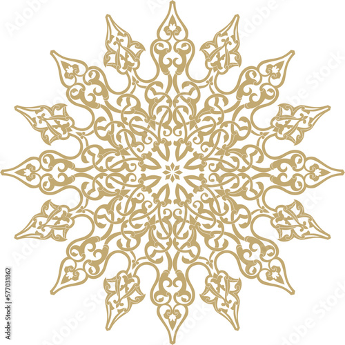 Vector gold round turkish ornament. Endless Ottoman national circle.