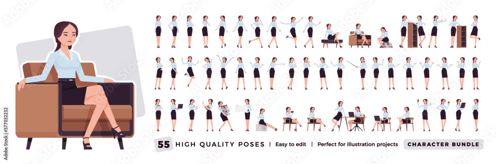 Businesswoman character set, professional business bundle. Office girl ...
