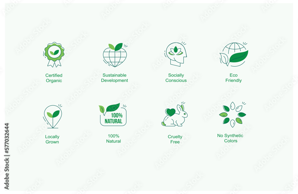 Collection of linear icons or badges for eco-friendly products, organic cosmetics, and vegan. Vegetarian food isolated on white background. Vector icons in line art style. Collection of linear icons or badges for eco-friendly products, organic cosmetics, and vegan. Vegetarian food isolated on white background. Vector icons in line art style.