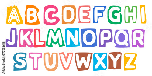 Cute ABC alphabet decorative letters. Alphabet For Children. Kids Learning Material. Card For Learning Alphabet