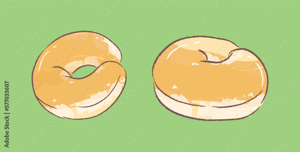 Top view and side view of whole bagels in vector illustration Top view and side view of whole bagels in vector illustration