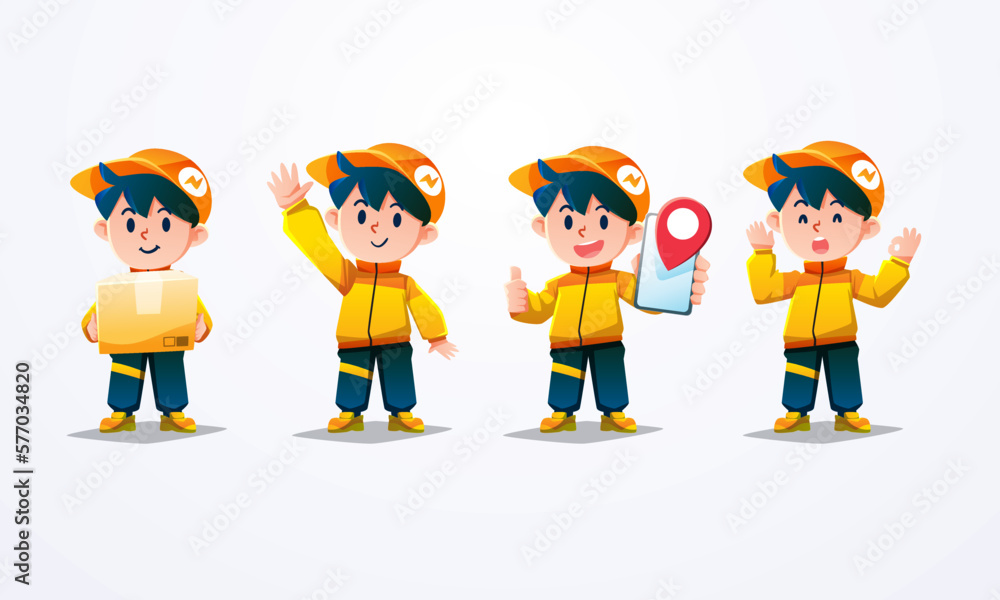 delivery man mascot collection yellow orange jacket with gap hat delivery man mascot collection yellow orange jacket with gap hat