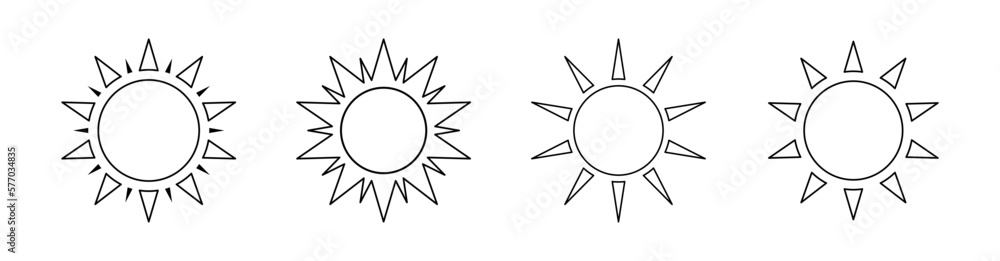 Sun Icon Outline Vector. Simple minimal modern design.