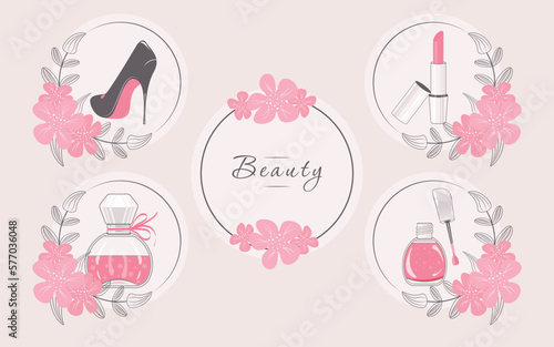 A set of accessories for a girl. The concept of beauty, tenderness and femininity