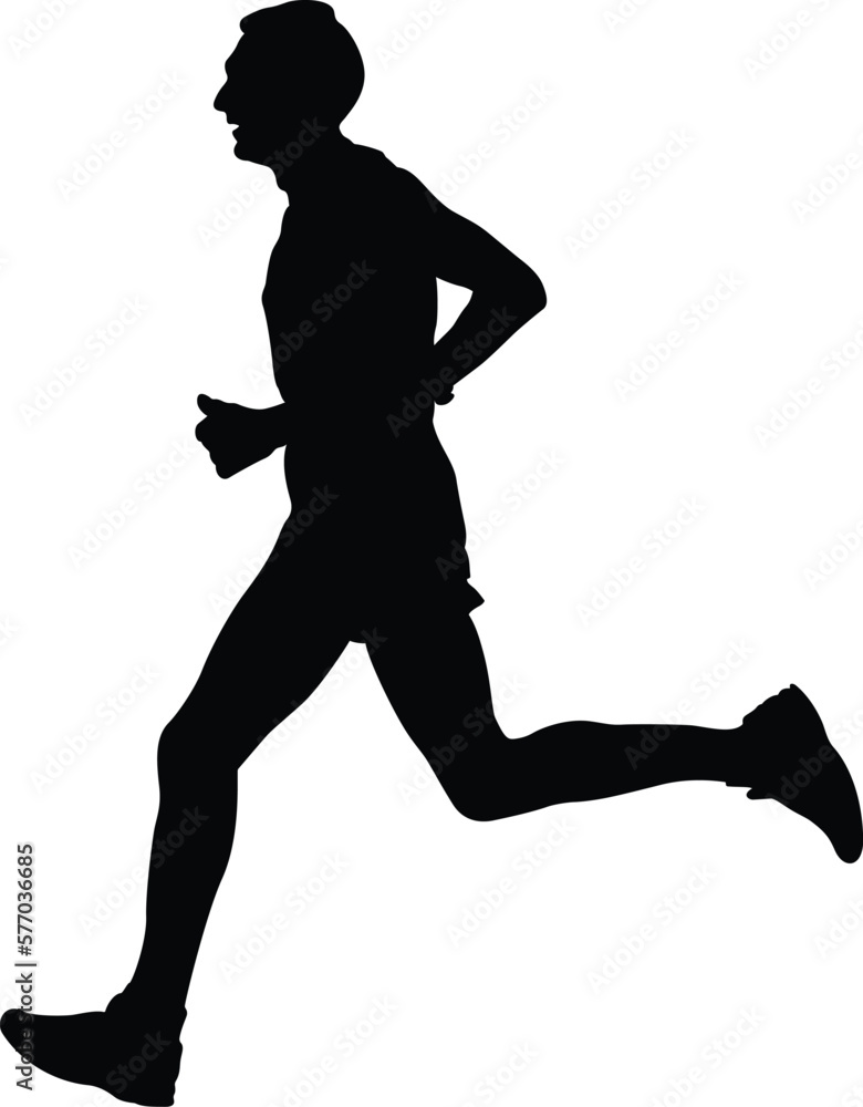 athlete runner leader of marathon running black silhouette