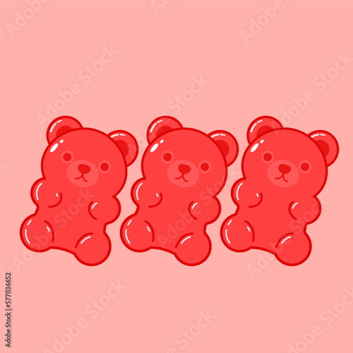 Jelly bears fruit gummy. Character Illustrator vector design. Jelly bears in Valentine's day.