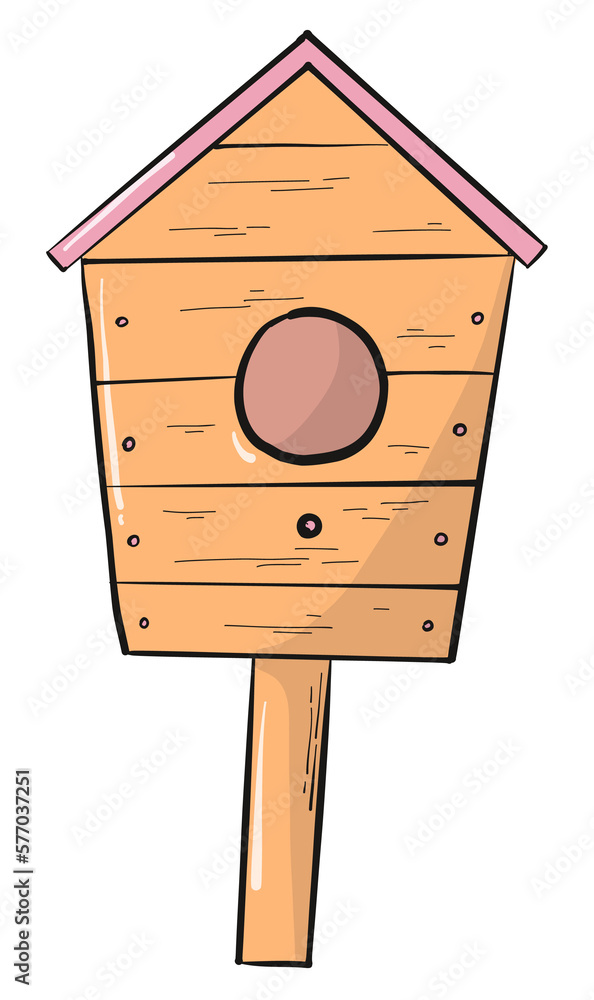 cute hand drawn bird house drawing. PNG spring and gardening doodle