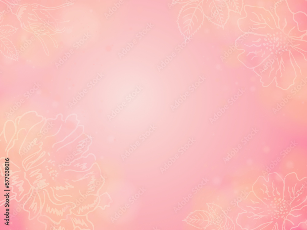 ピンクの花　水彩風　背景イラスト