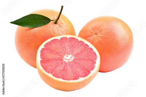 Red grapefruit and orange isolated