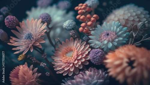 Flowers and floral texture background made with generative ai
