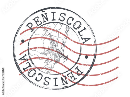 Peniscola, Castellón, Spain Stamp Map Postal. Silhouette Seal Roads and Streets. Passport Round Design. Vector Icon. Design Retro Travel National Symbol.