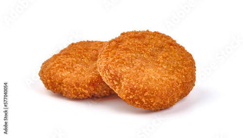 Crispy chicken nuggets, isolated on white background.
