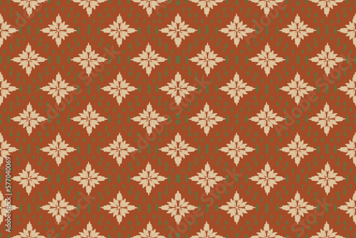 African Ikat paisley embroidery on brown background.geometric ethnic oriental seamless pattern traditional.Aztec style abstract vector.design for 