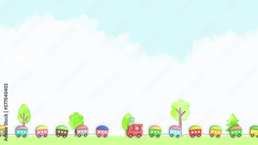 おもちゃの汽車のイラスト背景（ループ）