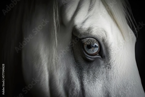 The eyes of a white horse Clear a background. Generative AI © AkuAku