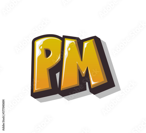 Vector Logo Graffiti Handlettering Initial Letter PM