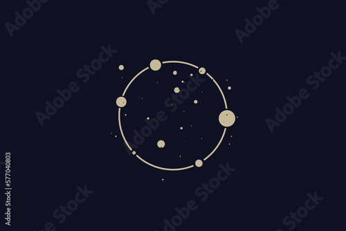 golden logo on which an abstract image of the constellation Ursa Major in a circle.