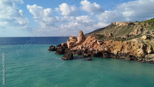 Drone shot of the cliff, Fomm Ir-Rih (Island of Malta) photo