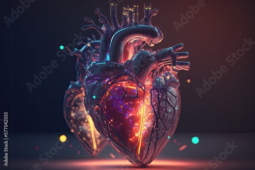 Human Heart Organ Medical Biology Abstracts. Generative Ai photo