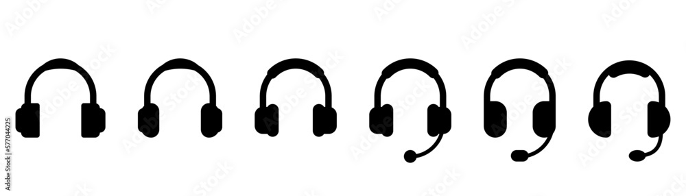 Headphones icon set. Headset icon in solid. Earphones symbol. Headphones vector illustration. Headset symbol. Stock vector illustration. Headphones icon set. Headset icon in solid. Earphones symbol. Headphones vector illustration. Headset symbol. Stock vector illustration.