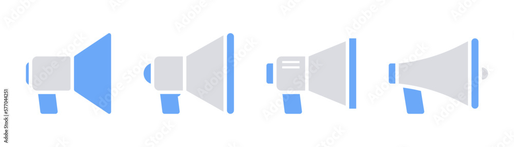 Megaphone icons set. Speaker symbol. Loudspeaker in flat. Megaphone icon. Speaker in flat. Megaphone symbol. Loudspeaker set Megaphone icons set. Speaker symbol. Loudspeaker in flat. Megaphone icon. Speaker in flat. Megaphone symbol. Loudspeaker set