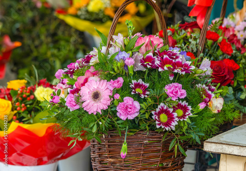 Carnation herbera chrysanthemum flowers bouquet arrangement