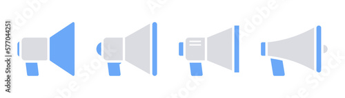 Megaphone icons set. Speaker symbol. Loudspeaker in flat. Megaphone icon. Speaker in flat. Megaphone symbol. Loudspeaker set