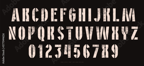 Stencil-plate sans serif font in military style