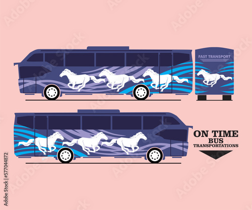 BUS WRAPPING LOGO, silhouette of transportation bus vector illustrations
