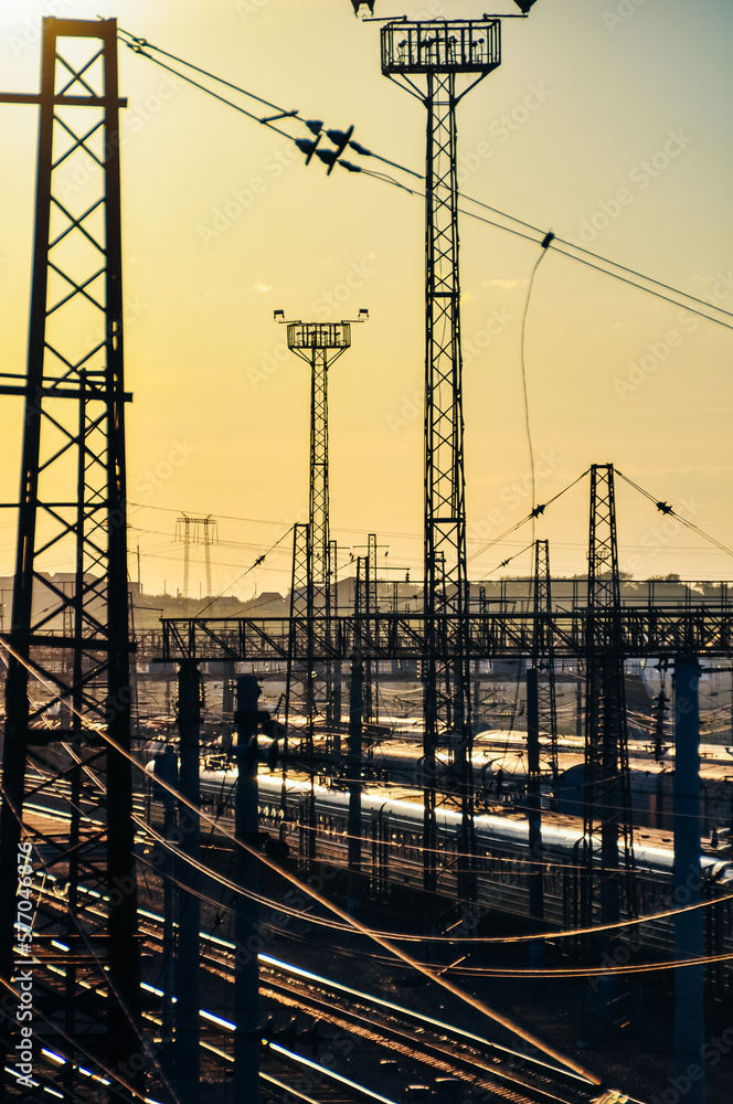 railway rails at sunset, russia