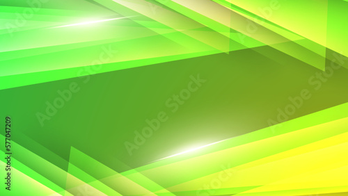 Abstract green background with 3D overlap layers. Dynamic gradient geometrical background