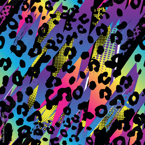 Abstract seamless leopard print. Grunge texture background. Wallpaper for girls. Fashion style pattern. Animal print
