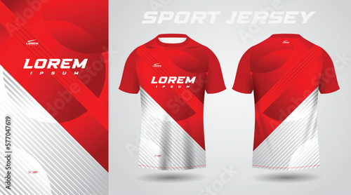 red shirt soccer football sport jersey template design mockup
