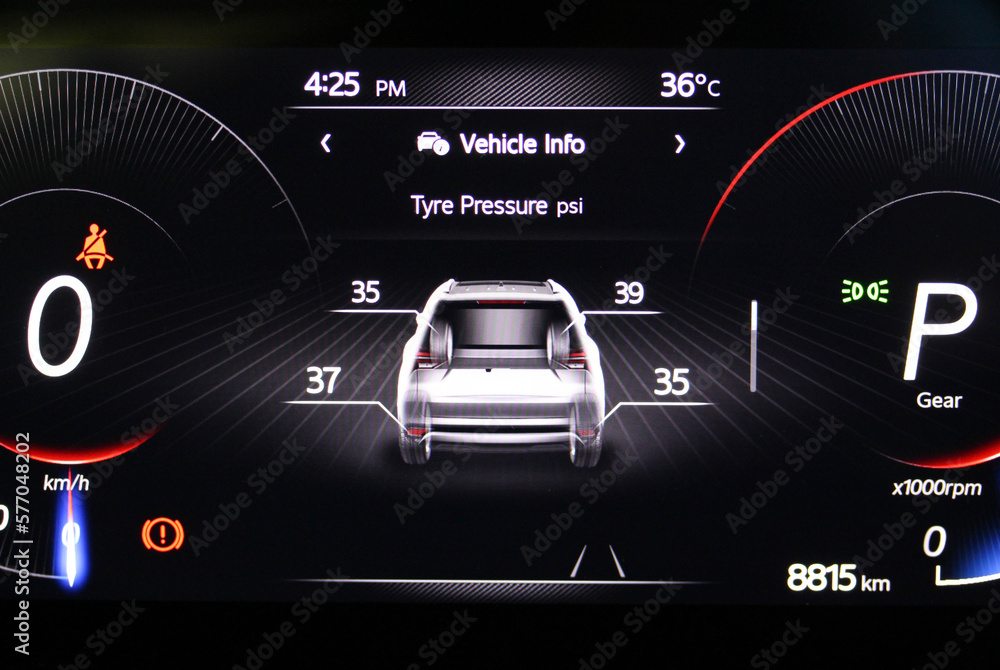 Tyre Pressure display in a new vehicle instrument screen