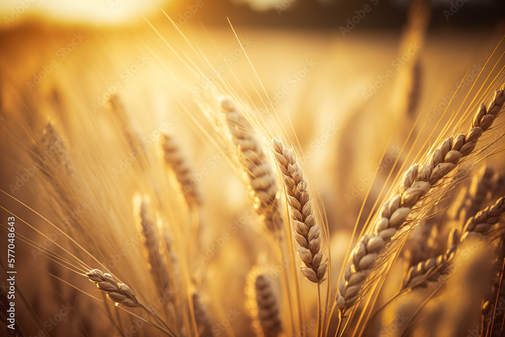 Ears of golden corn ripening in the summer warm sun. Generative ai Ears of golden corn ripening in the summer warm sun. Generative ai