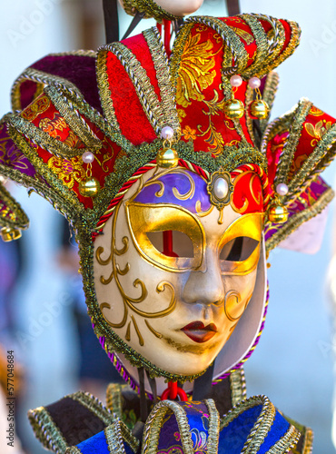 Close-up view of colorful carnival mask from Venice, Italy