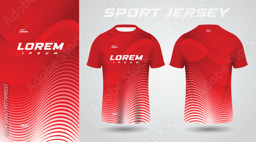 red shirt soccer football sport jersey template design mockup
