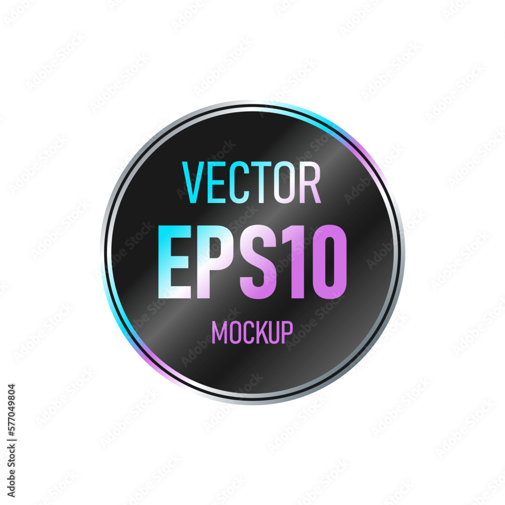 Round black holographic sticker isolated on white background. Template for paper tags, emblems, labels. Round black holographic sticker isolated on white background. Template for paper tags, emblems, labels.