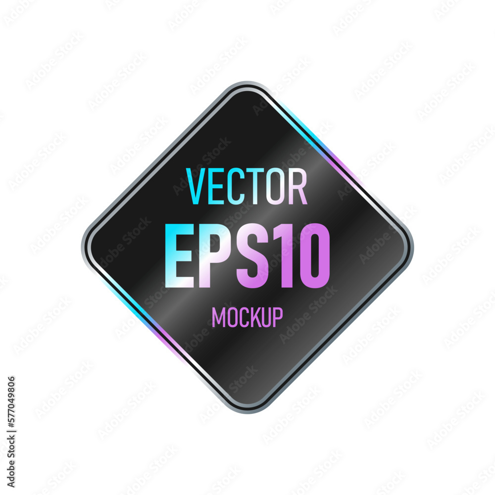 Diamond shaped black holographic sticker isolated on white background. Template for paper tags, emblems, labels. Diamond shaped black holographic sticker isolated on white background. Template for paper tags, emblems, labels.